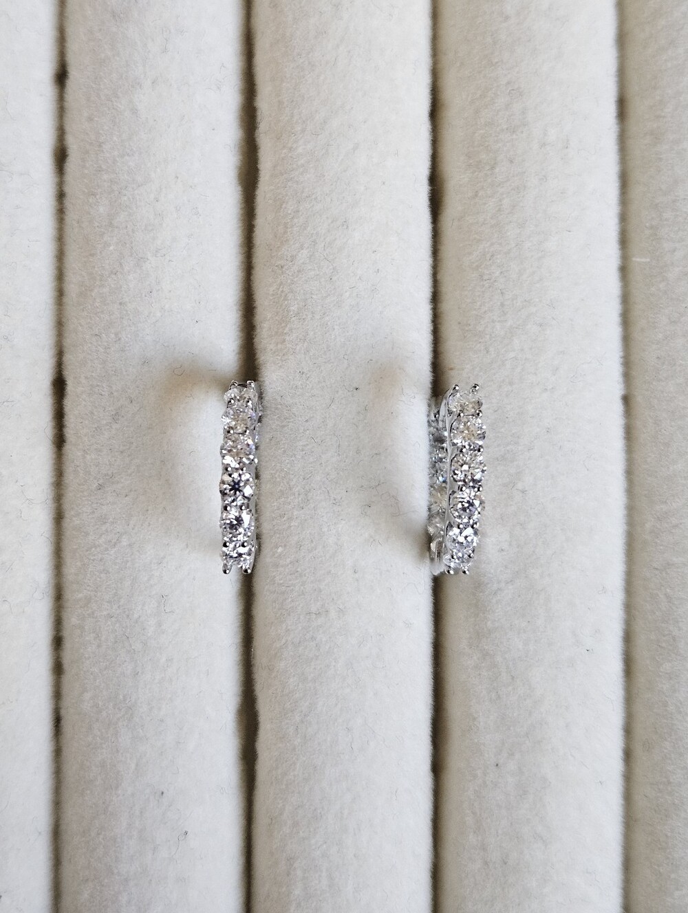 Moissanite Inside Outside Silver Huggie Earrings